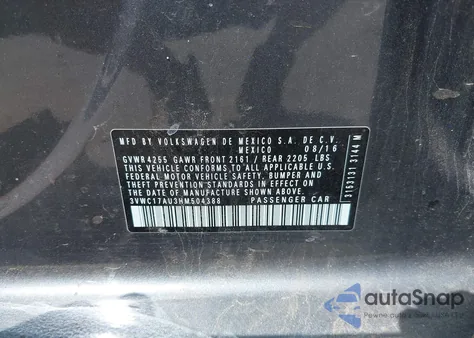 2017 Volkswagen Golf Sportwagen Tsi S из США, поврежденный, VIN 3VWC17AU3HM504388